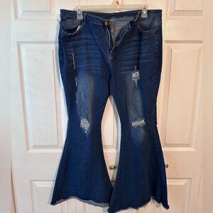 Women’s 3XL  extra wide flare ripped jeans NEW